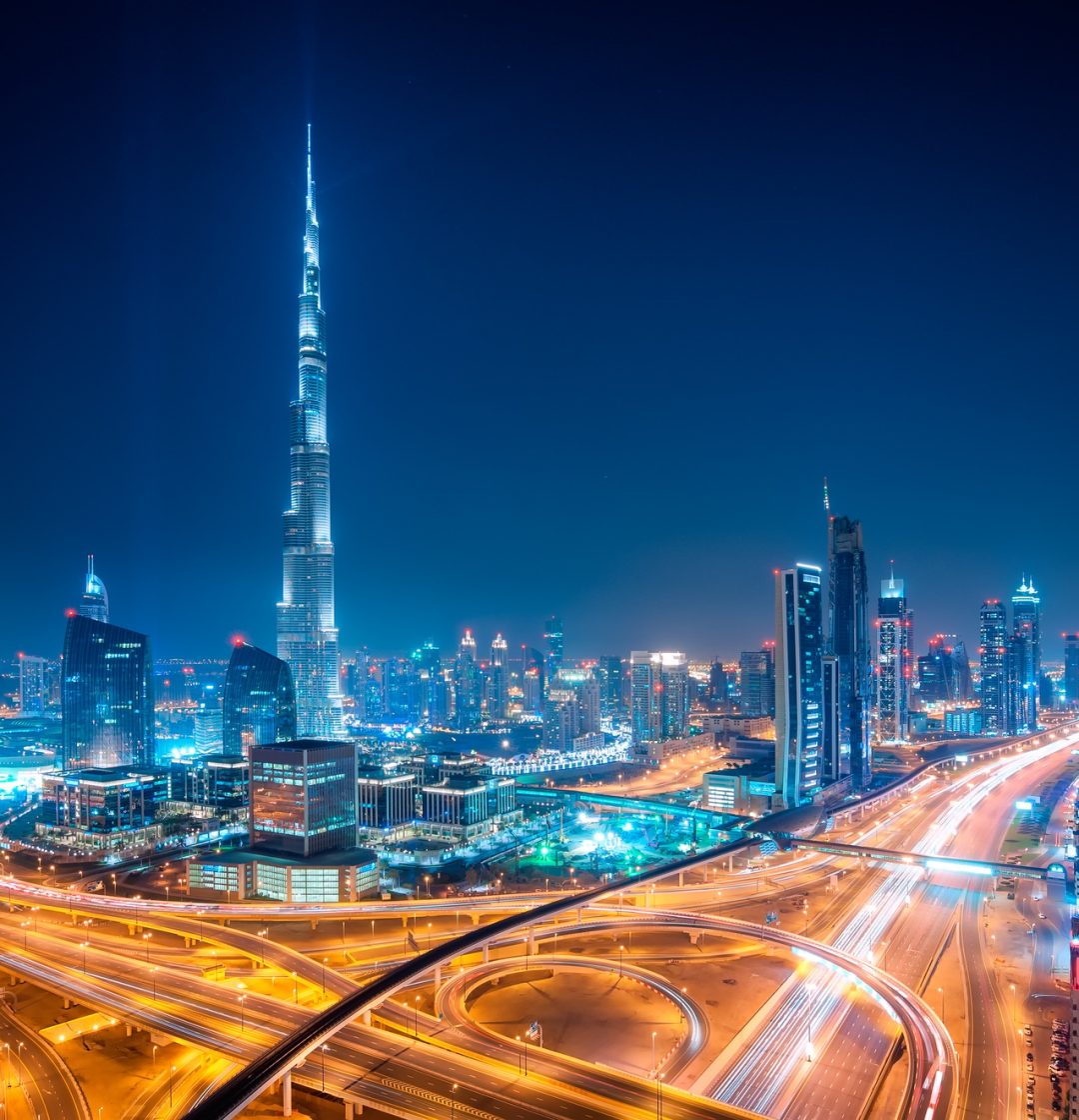 Night dubai downtown skyline, Dubai, United Arab Emirates Night dubai downtown skyline, Dubai, United Arab Emirates